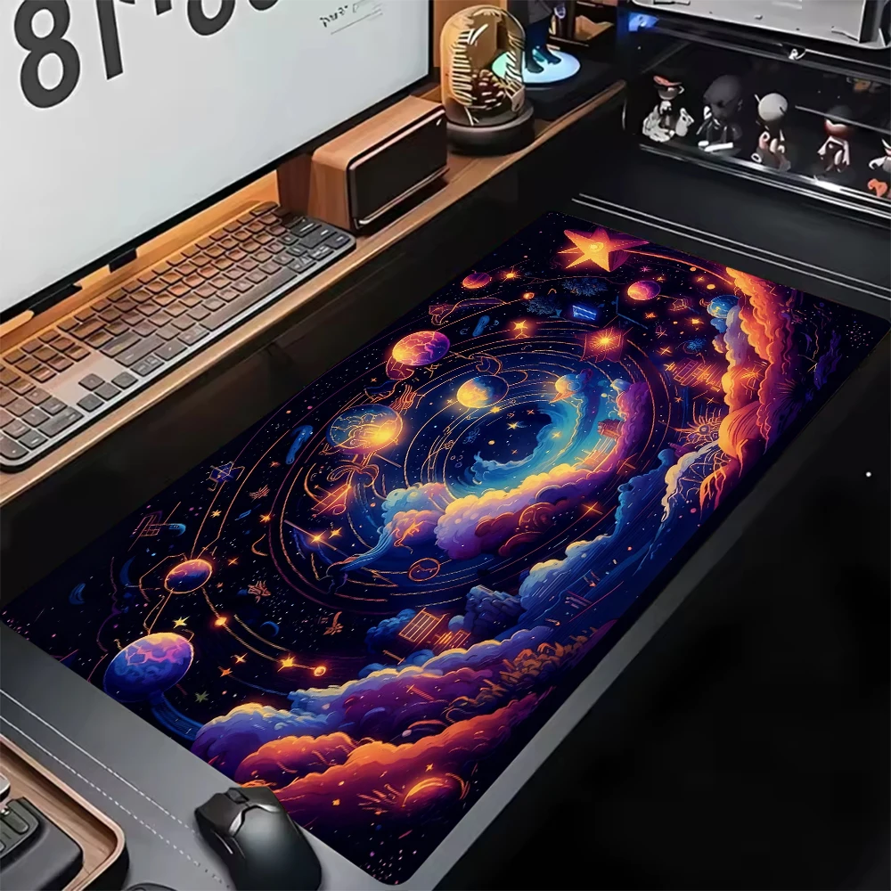 

Большой коврик для мыши Starry Sky Fantasy, нескользящий резиновый настольный коврик, прочный коврик для клавиатуры с прошитыми краями, подходит для офиса и домашнего использования