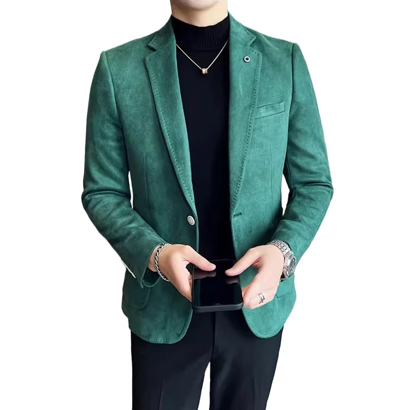 

Новый мужской однотонный деловой повседневный костюм, приталенный пиджак на одной пуговице, модный мужской пиджак для свадьбы, выпускного вечера, вечеринки, пиджаки с лацканами