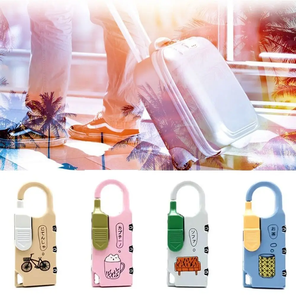 Zinc alloy 3 Digit Password Lock Random Color Cartoon Dormitory Cabinet Lock Anti-theft Padlock Backpack Zipper Lock Travel