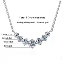 Elegant White Gold Necklace Sterling Silver 18k Wedding Cert - 5ct