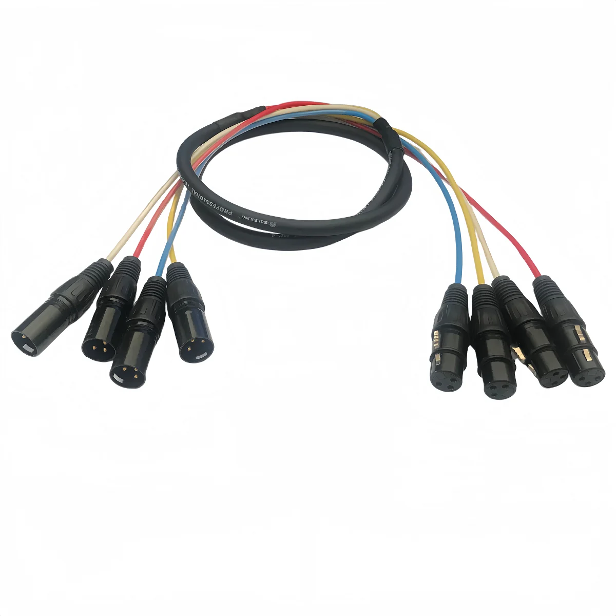 Professional 4-Channel Xlr Male-To-Female Audio Cable, 4-Channel Shielded Audio Cable with Xlr Male to Xlr Female Connectors, 4 Colors (White, Blue, Yellow, Red) for Easy Identification, Suitable for Professional Audio Systems That Require Reliable Signal Integrity and Multi-Channel Connectivity. 1.5m, 3m, 5m, 8m, 10m, 15m Are Available.