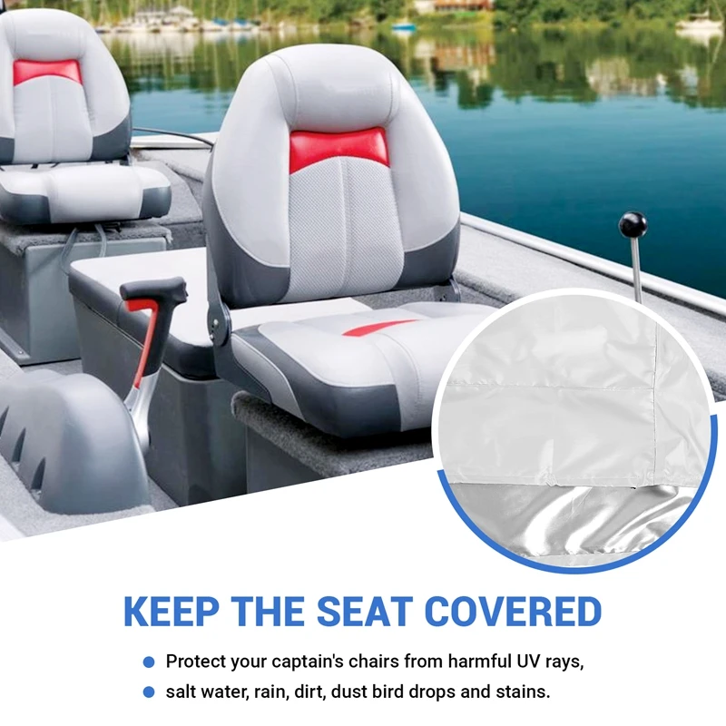 Boat Seat Cover, Outdoor Waterproof Pontoon Captain Boat Bench Chair Seat Cover, Chair Protective Covers White