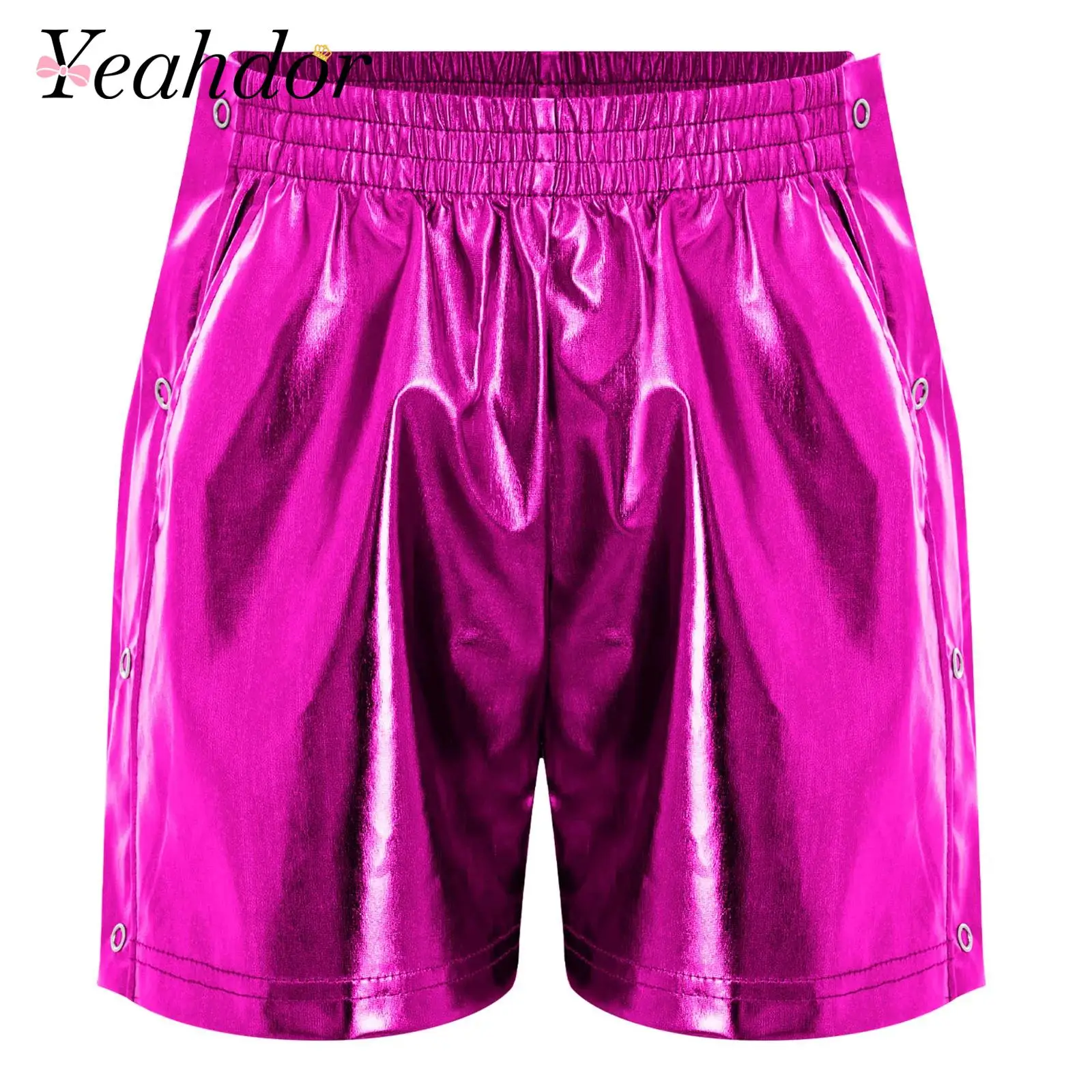 Kids Shorts for Boys Girls Metallic Shorts Shiny Dancewear Children Hip Hop Clothes Dance Party Stage Performance Costumes