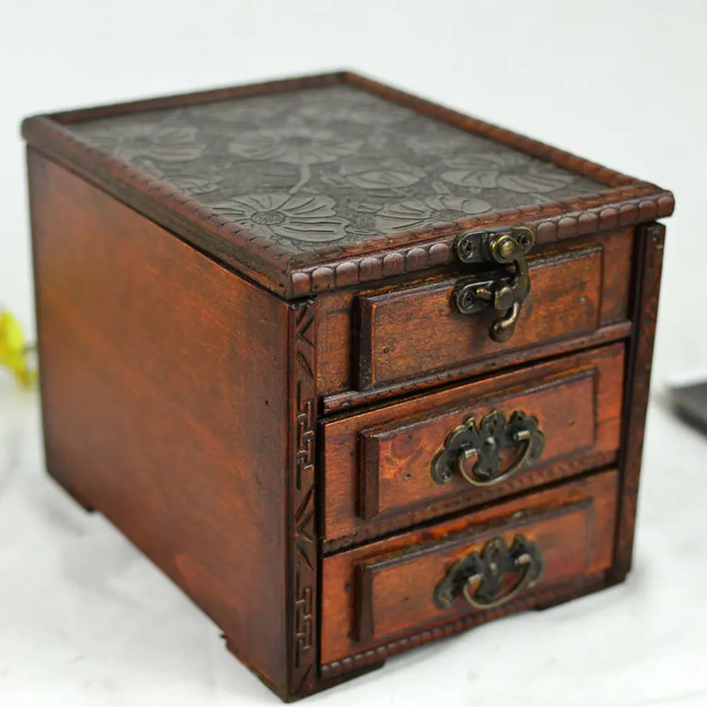 

Винтажная шкатулка для украшений из дерева с зеркалом, органайзер для браслетов, ожерелий, серег, подарок для женщин