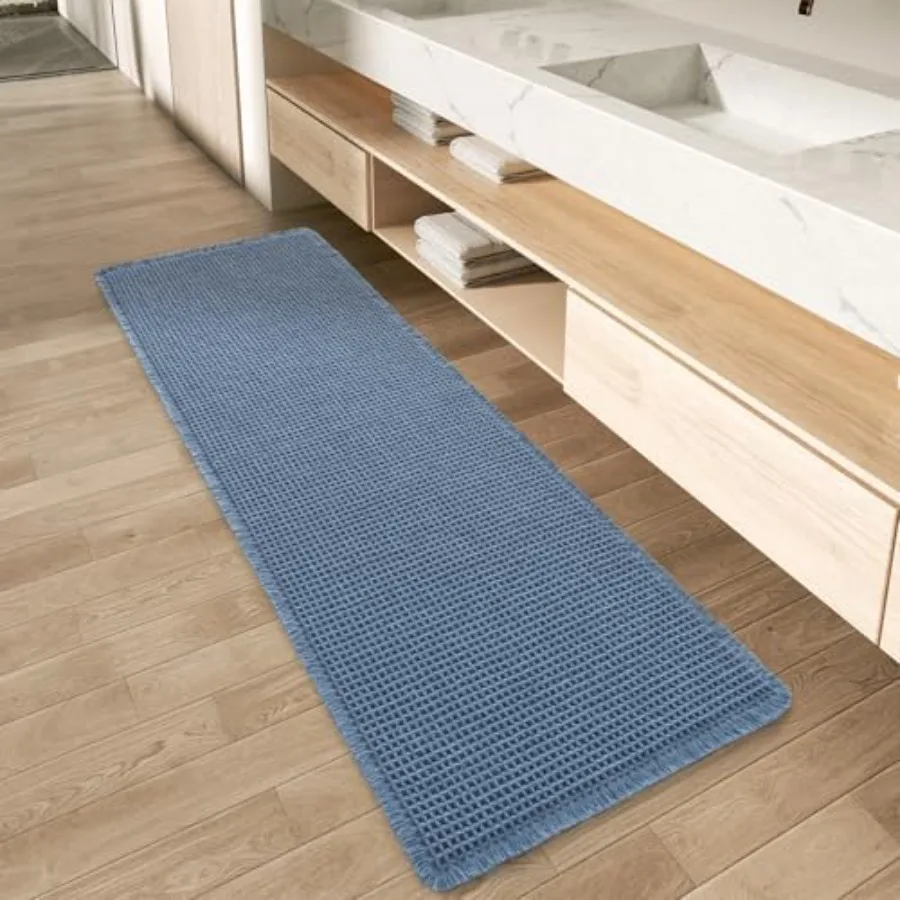 

AMOAMI Upgraded Waffle Runner Rug Super Absorbent Non Slip Bath Mats for Bathroom Machine Washable Bathroom Runner Rug with Tas