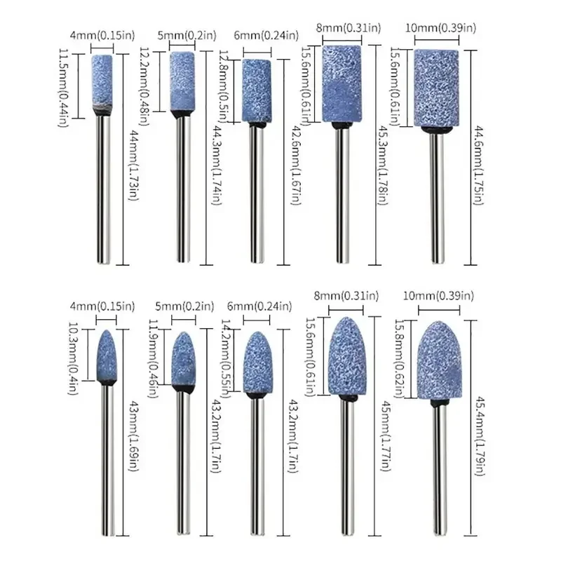 10Pcs 4-10mm Polishing Head 3mm Shank Blue Grinding Stone Wheel Abrasive Mounted Stone Electric Drill Power Tools Accessories view 6