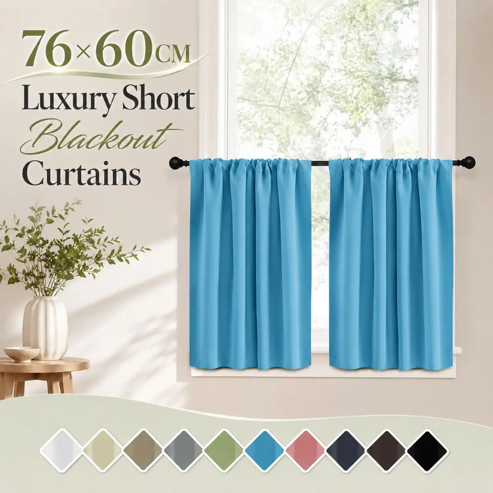 1PC 76×60CM Short Blackout Curtains Solid Color Washable Kitchen Curtain Thickened Breathable Partition Curtain Multipurpose