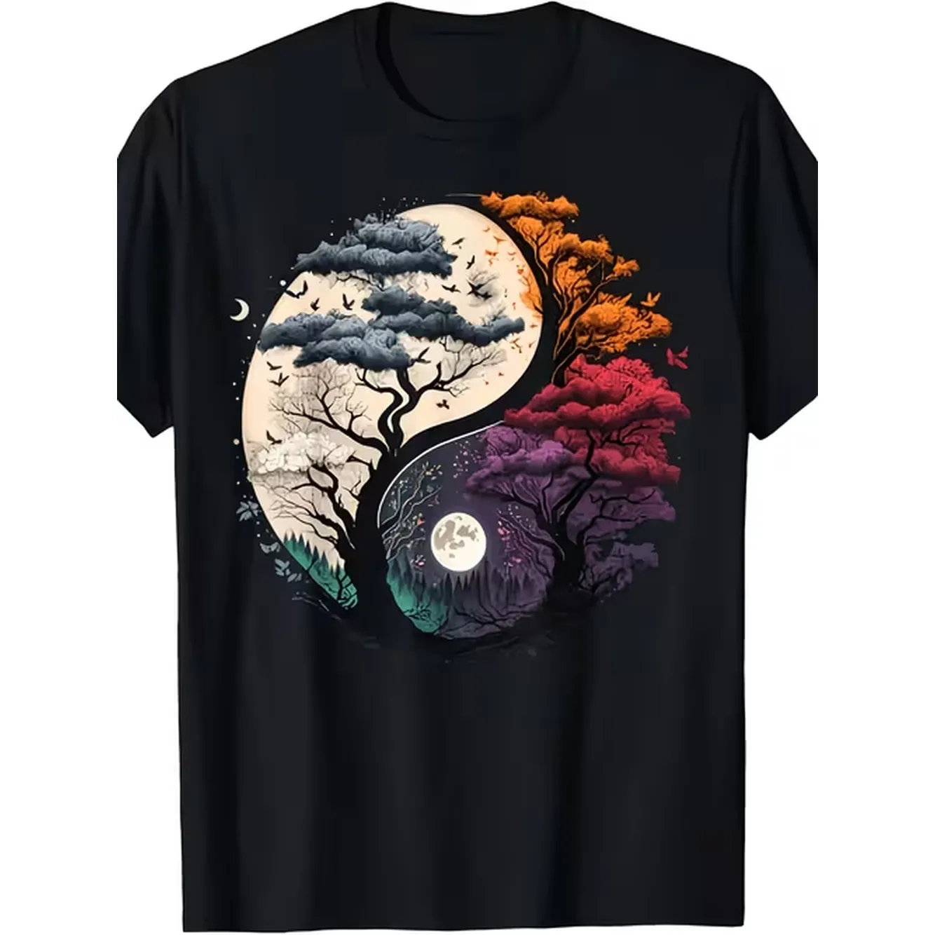 Designed For Teenagersunisex Crew Neck Tshirt Featuring Of Life And Yin Yang A Comfy And Breathable Casual Tee Ideal Gift For Birthdays And Casual Attire Plus Size Valentines Size For Teenager