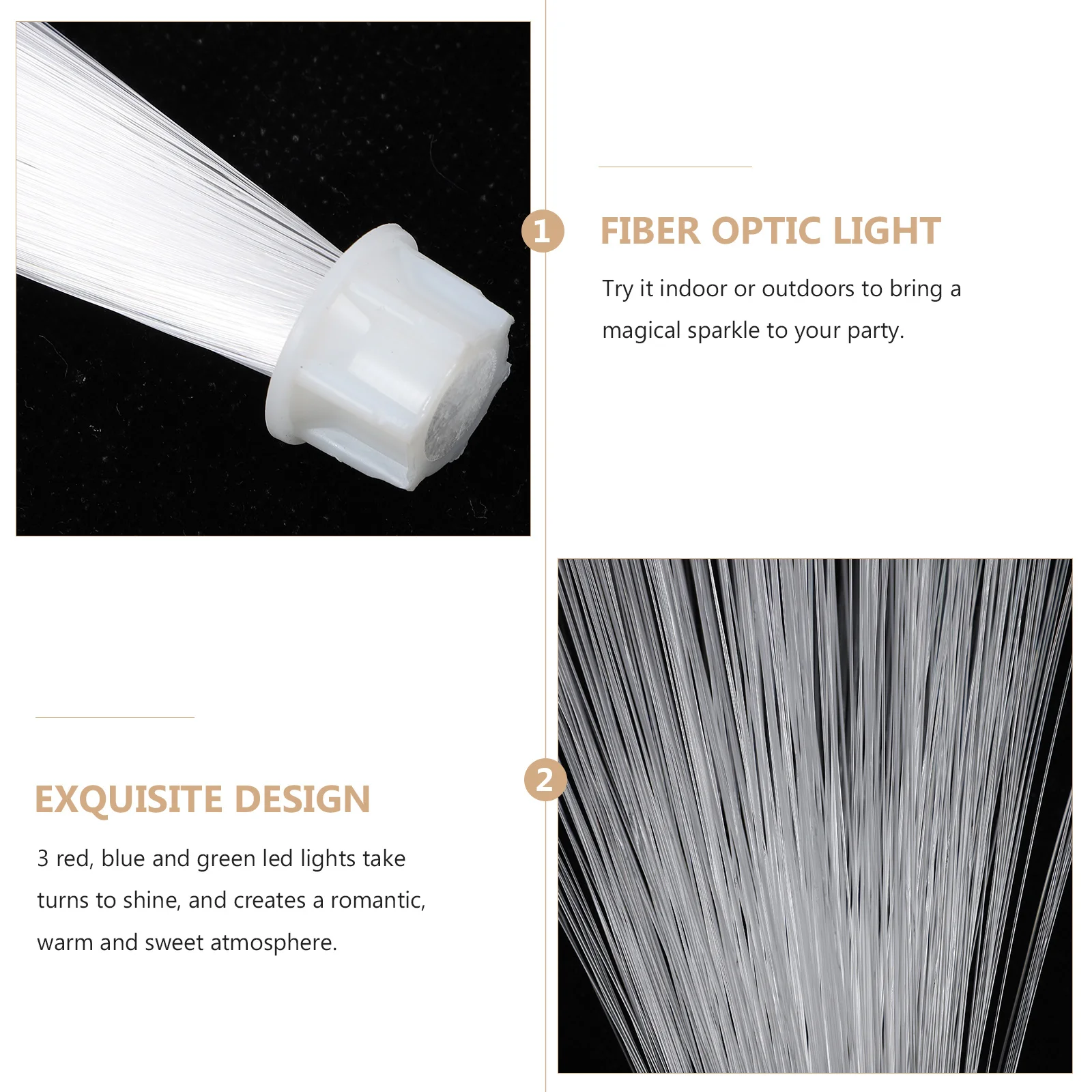 Buntes, farbwechselndes Glasfaser-Licht mit 3, rot-blau-grünen LED-Lichtern für romantische Party, Hochzeit, Weihnachten, Zuhause