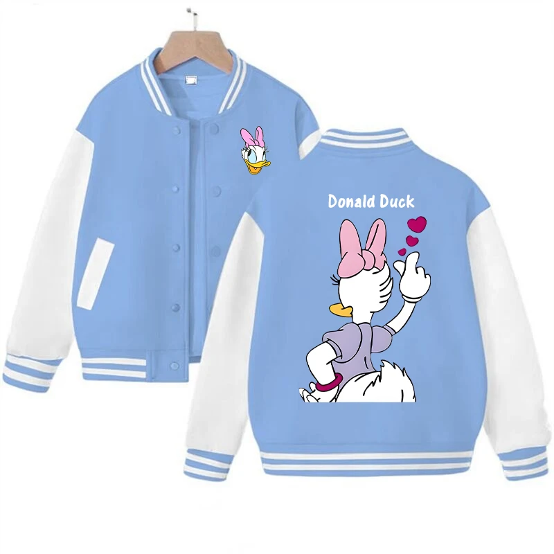 Бейсбольное пальто для мальчиков и девочек, куртка с персонажем аниме «Дональд Дак», весенне-осенняя новая одежда, детская модная повседневная верхняя одежда