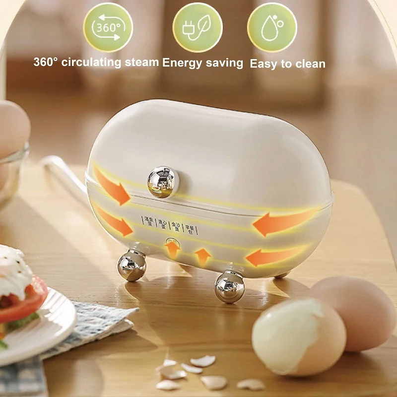 120W หม้อหุงไข่แบบพกพา Low Power หอพักนักเรียน Mini อาหารเช้าเครื่องปิดอัตโนมัติไฟฟ้า Steamer ครัวเครื่องมือ