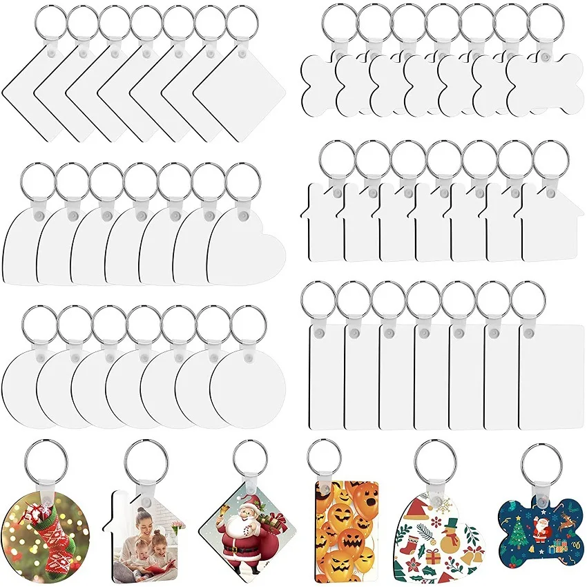 

126Pcs Sublimation Keychain Blanks Double Side Heat Transfer Blanks MDF Key Chain Ring Blanks for Sublimation DIY and Craft