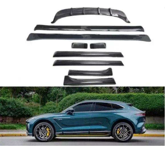 

New！ For Aston Martin DBX 2020 2021 2022 2023 Real Carbon Fiber Rear Bumper Lip Diffuser Spoiler +Side Skirts Body Kits