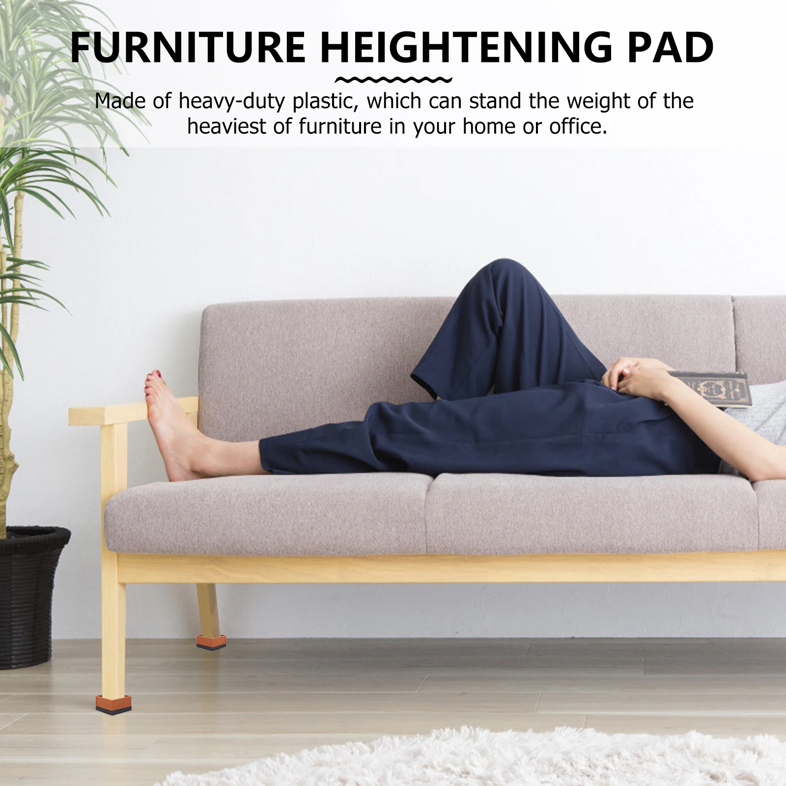 

2Pcs Furniture Heightening Cushion Durable Bed Sofa Table Leg Lifters for Floor Protection Furniture Heightening Pad