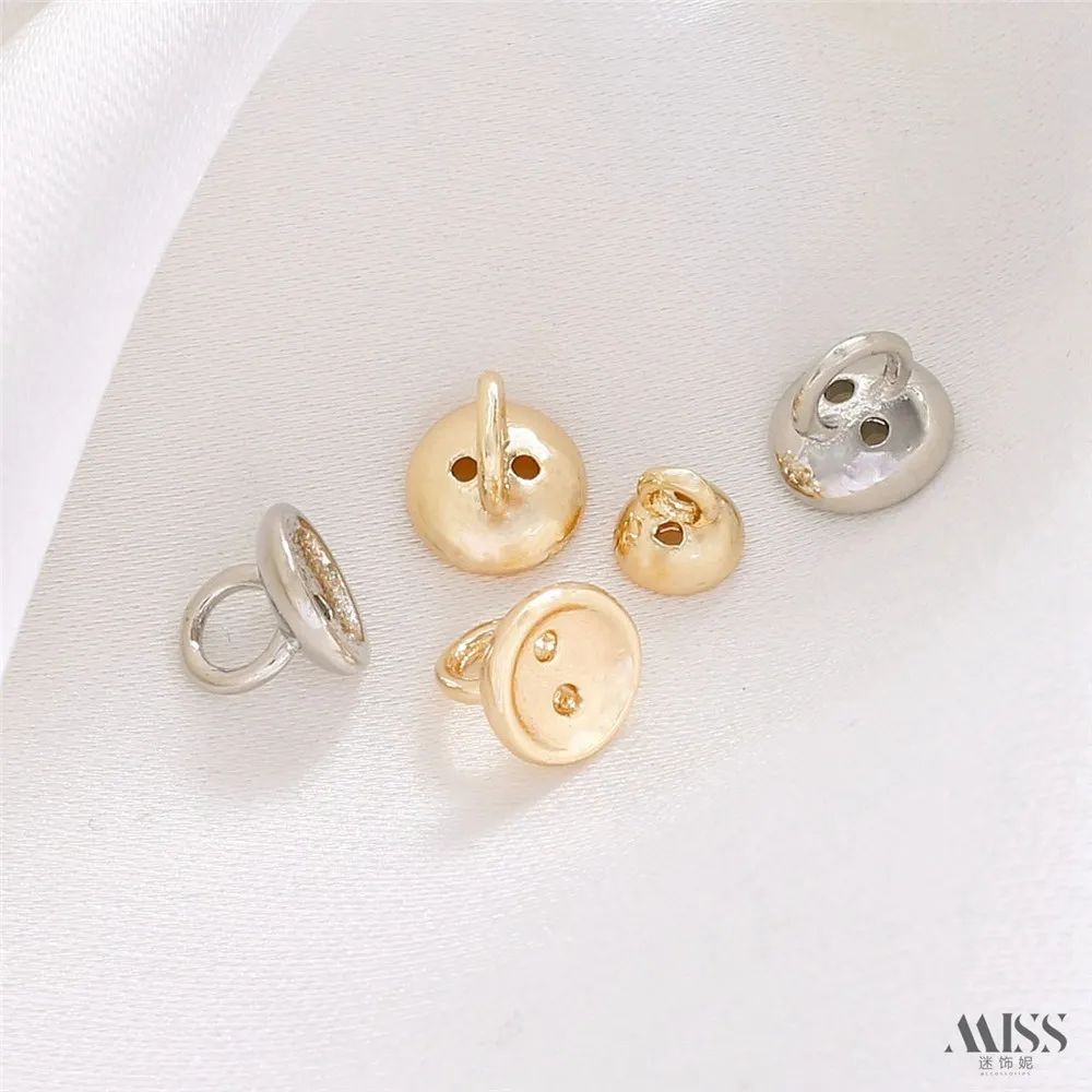 14K Gold-plated Perforated Hat Holder Closed Loop Bead Cap Connecting Ring DIY Pearl Bracelet Necklace Closing Buckle Accessory