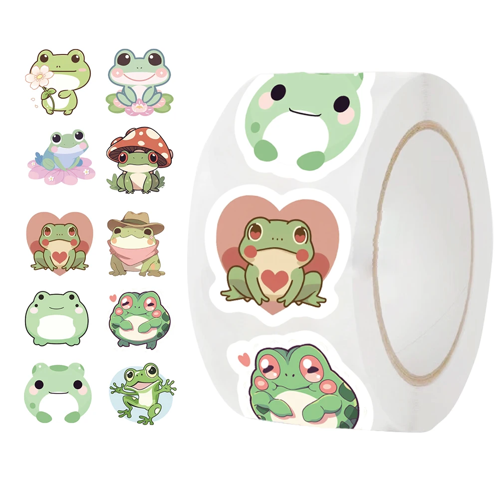 500 buah/rol Kawaii Frog Decal siswa Bonus stiker Belajar untuk buku tempel anak-anak hadiah belajar motivasi mainan