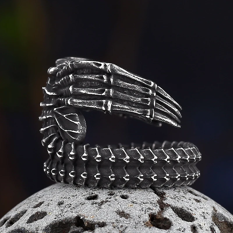 Fashion Vintage Dropshipping 316L Stainless Steel Alien Finger Rings For Men Predator High Quality Movie Animal Jewelry