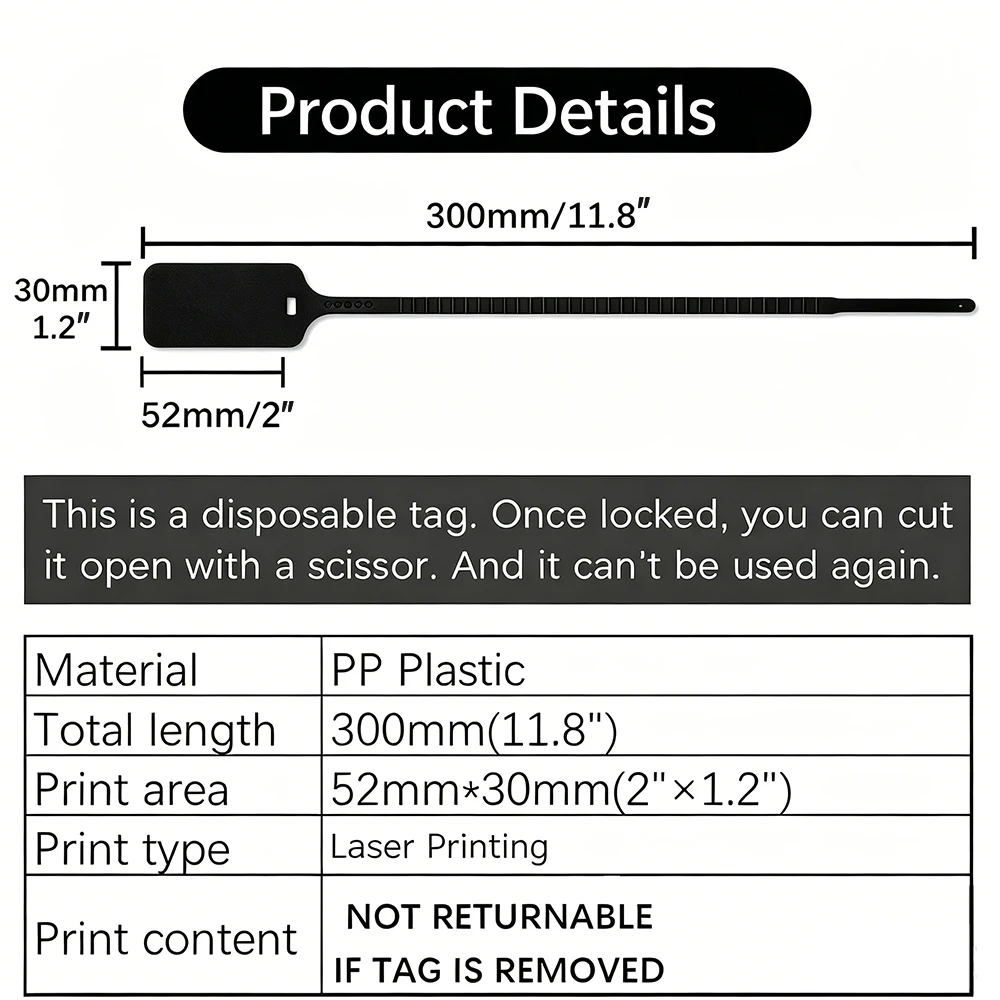 50Pcs VOID Seal NOT RETURNABLE IF TAG IS REMOVED Disposable Plastic Garment Security Tag Shoe Clothing Bag Off Hang Label White