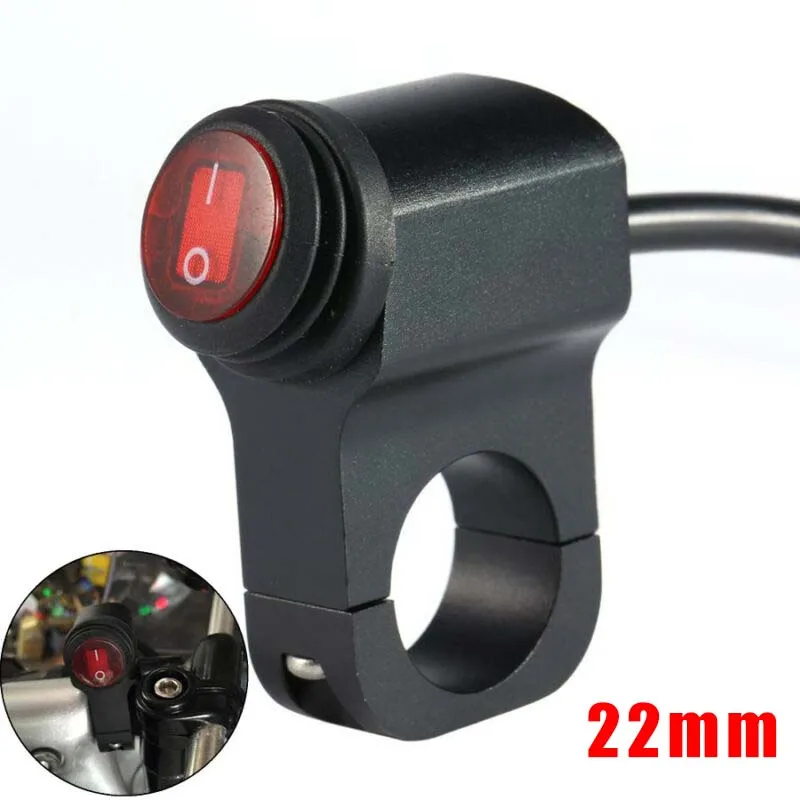 22mm Motorcycle Handlebar Switch 12V Aluminum Quad ATV Bike Bicycle Handlebar LED Switch Rocker Button