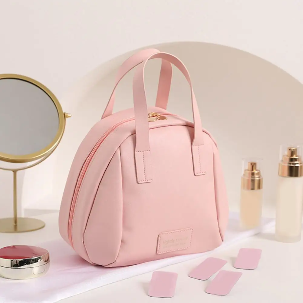 Compact Cosmetic Travel Case Travel Cosmetic Storage Bag Waterproof Faux Leather Toiletry Organizer Multi-compartment Makeup