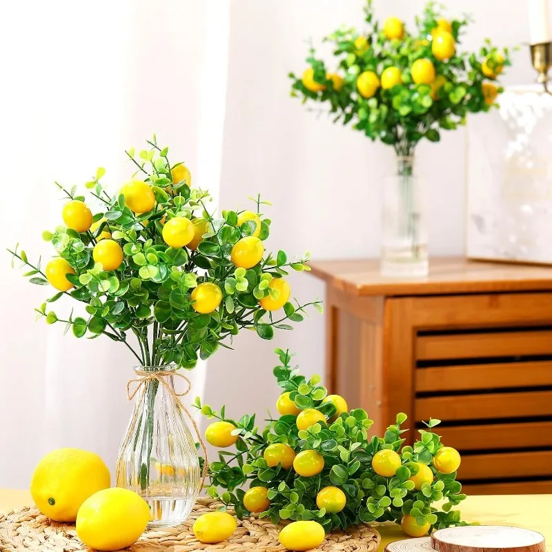 1/3 Stück 30cm Künstlicher Eukalyptus Zitronenbeeren-Blumenstrauß Wohnzimmer Grünpflanze Heimdekoration Ornament DIY Hochzeitsdekoration – Detail 3