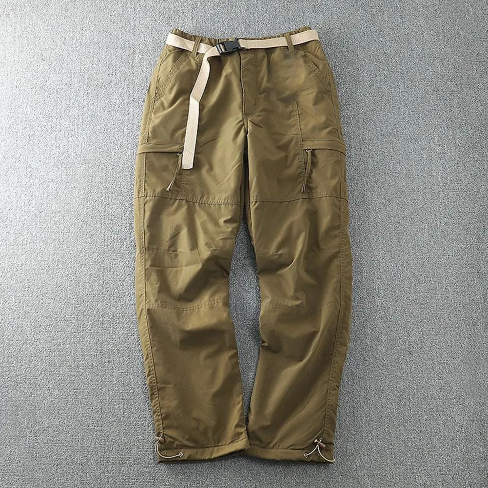 

Men Thick Cargo Pants Fleece Lined Casual Trousers Multi Pocket Straight Leg Autumn Winter Pants For Daily Outings Street Wear