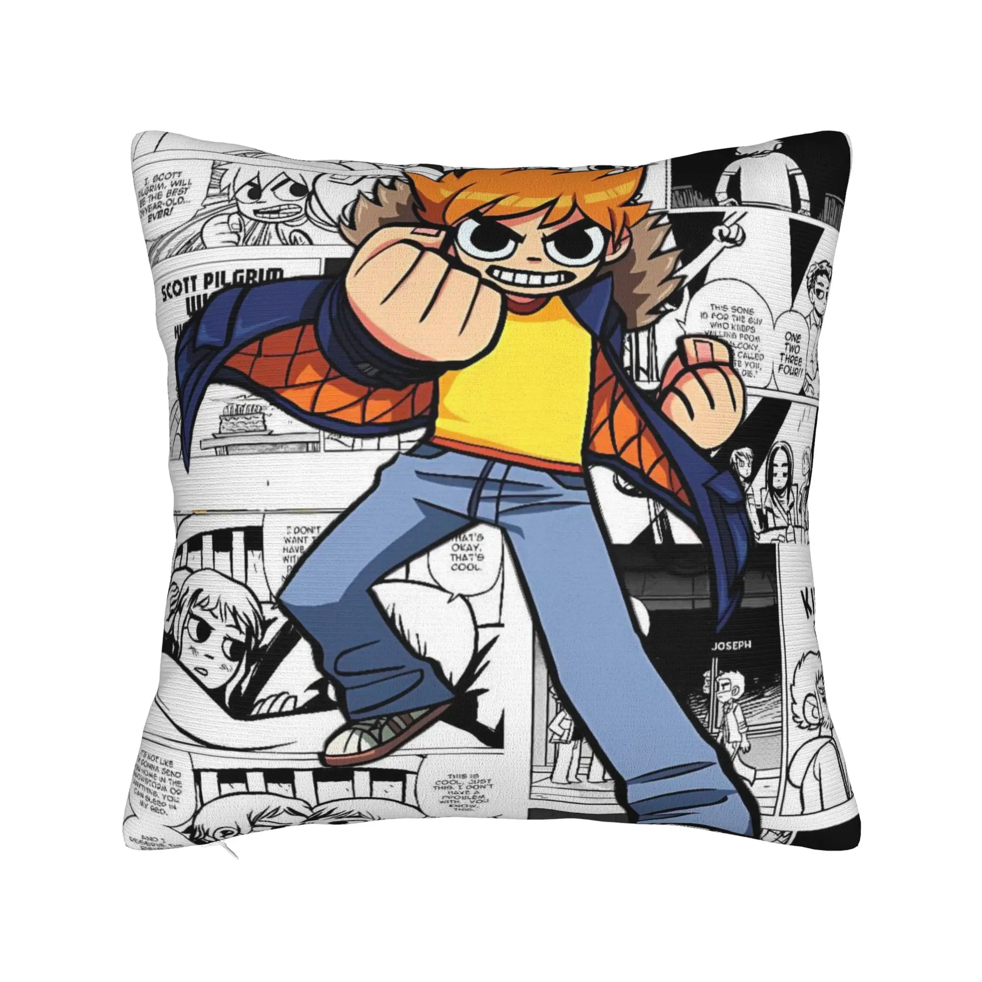 Scott Pilgrim Comic Jump Pillow Case  Kawaii Pillow Cover Soft Pillowcases For Sofa Car Home Decor