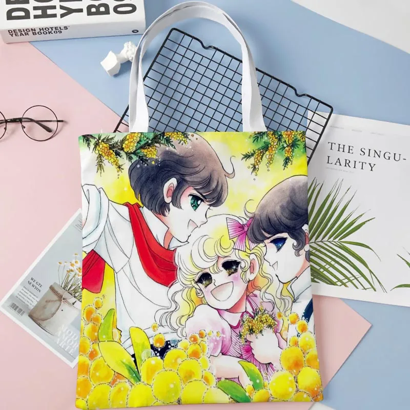 Tote Bags Candy 003 Anime Print Fabric Eco Handbag High Capacity Shopping Office Reusable Casual Shoulder Bag 1016WJY