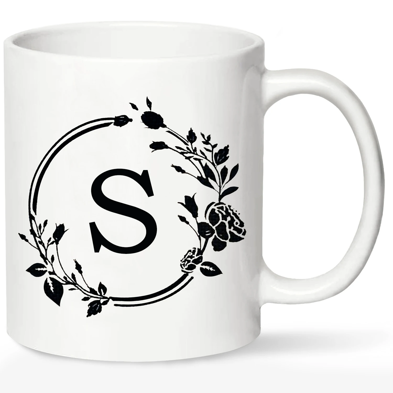 

1pc,Letter Flower A-Z Coffee Mugs for Office and Home, Ceramic Coffee Mug,Gifts for Women, 11oz Tea Cup,Christmas Gift