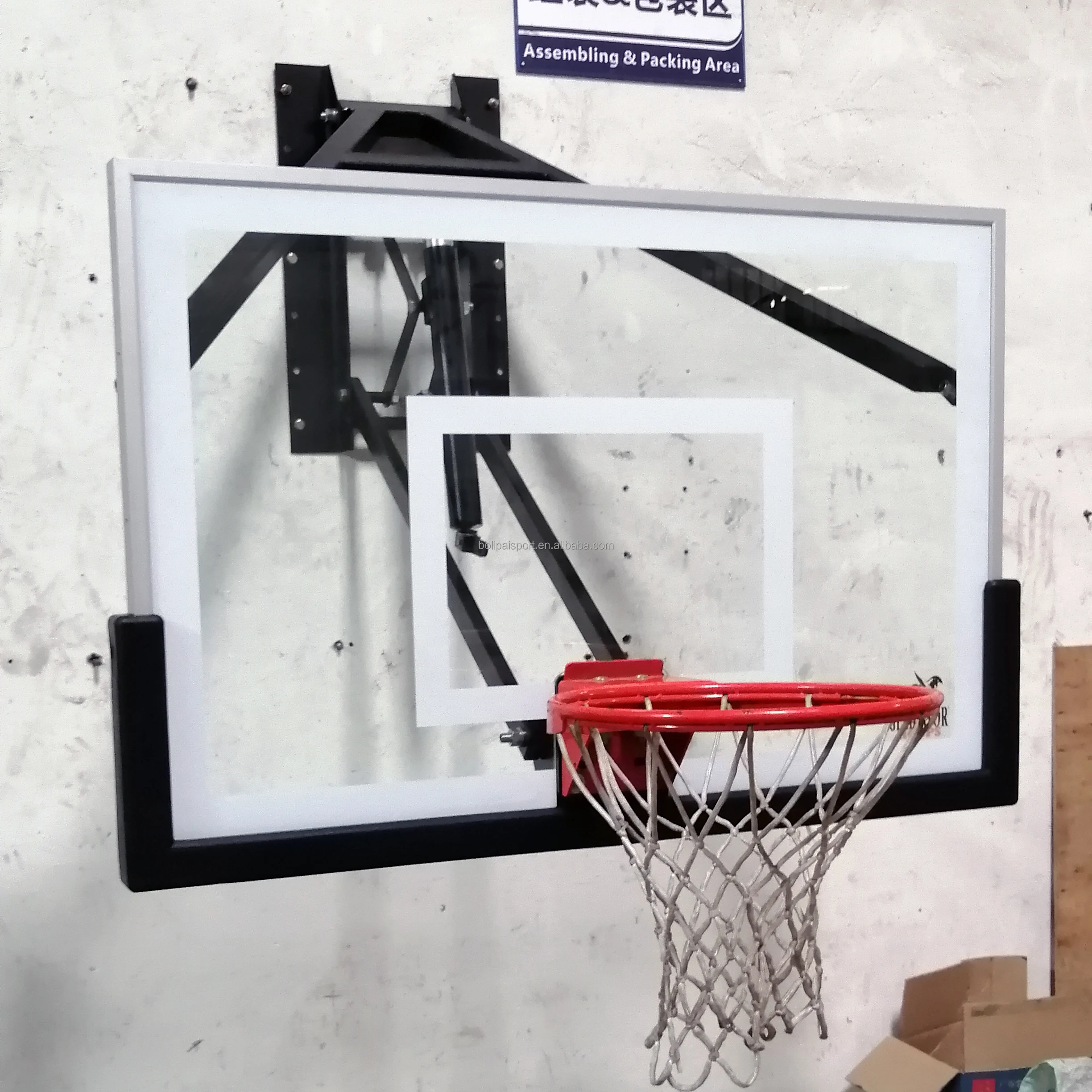لوحة خلفية لكرة السلة زجاجية قابلة للتعديل مقاس 72 × 42 خارجية مع طوق