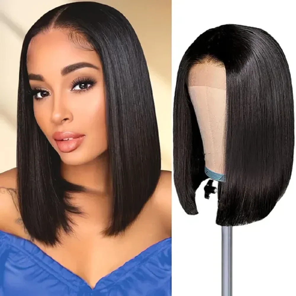 

13x4 Lace Frontal Human Hair Wig Straight Bob Wigs Human Hair For Women 150 Density 8-14 Inch Human Hair Wig Natural Color Short