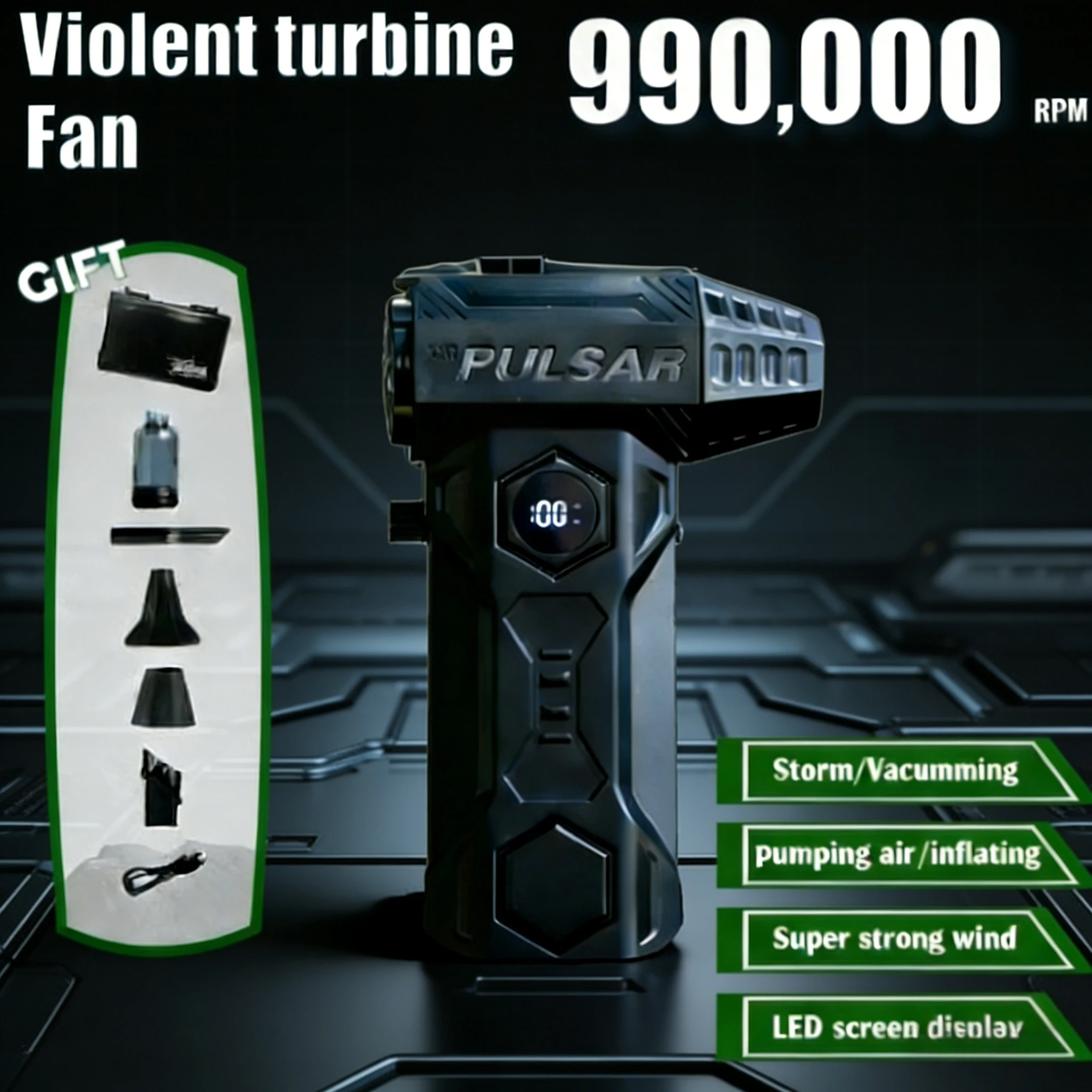 

X11 Pro Hurricane Blast Blower – 990,000 RPM, 75m/s, Brushless 2-in-1 Vacuum Cleaning Kit, 10000mAh