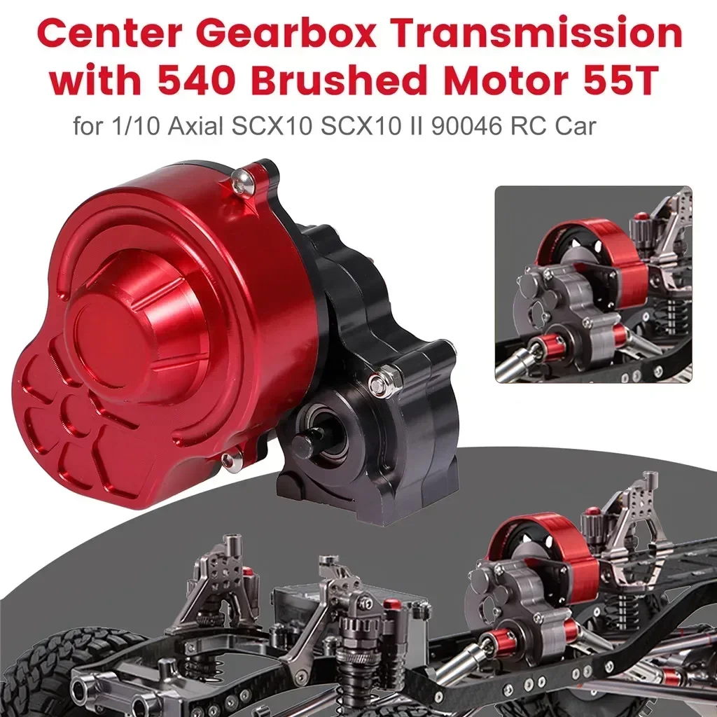 Centro de Transmissão Gearbox com 540 Motor Escovado, 55T para 1:10 RC Rock Crawler, Axial SCX10, SCX10 II, 90046