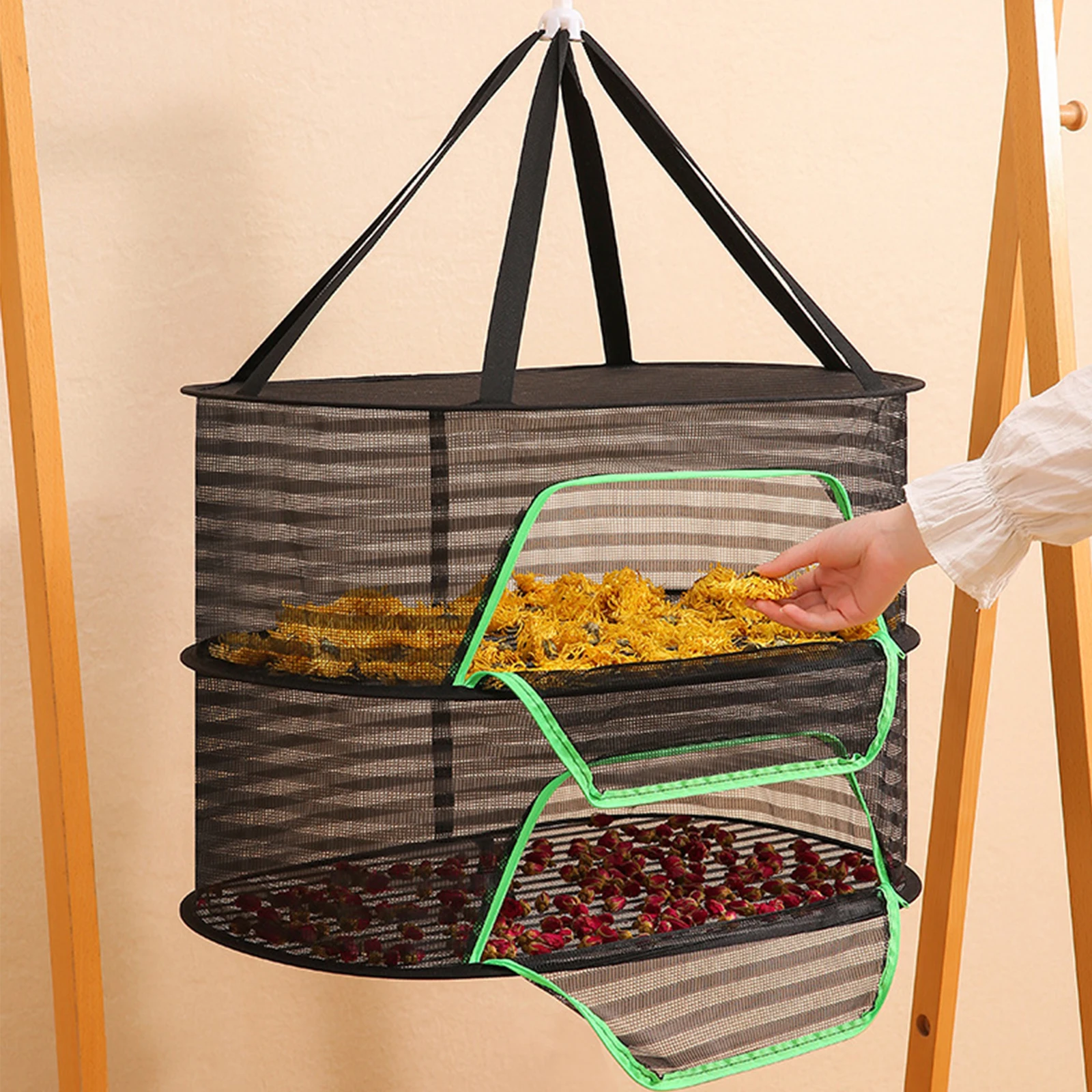 Home Drying Net Fish Drying Racks Space Saving with 360 Degree Rotating Hook Multipurpose for Vegetables Dish Meat Dry Basket