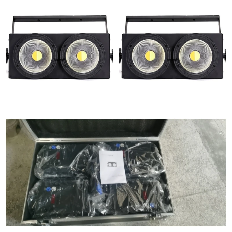 

4pcs with flightcase Two Eyes Backdrop matrix blinder LED light 200w 2x100w WC/CC 2in1 led cob blinder audience light