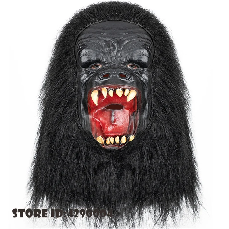 Halloween Realistic Chimpanzee Costume Mask Rise of The Planet of The Apes Costume Prop Full Face Funny Fluffy Latex Mask - view 3