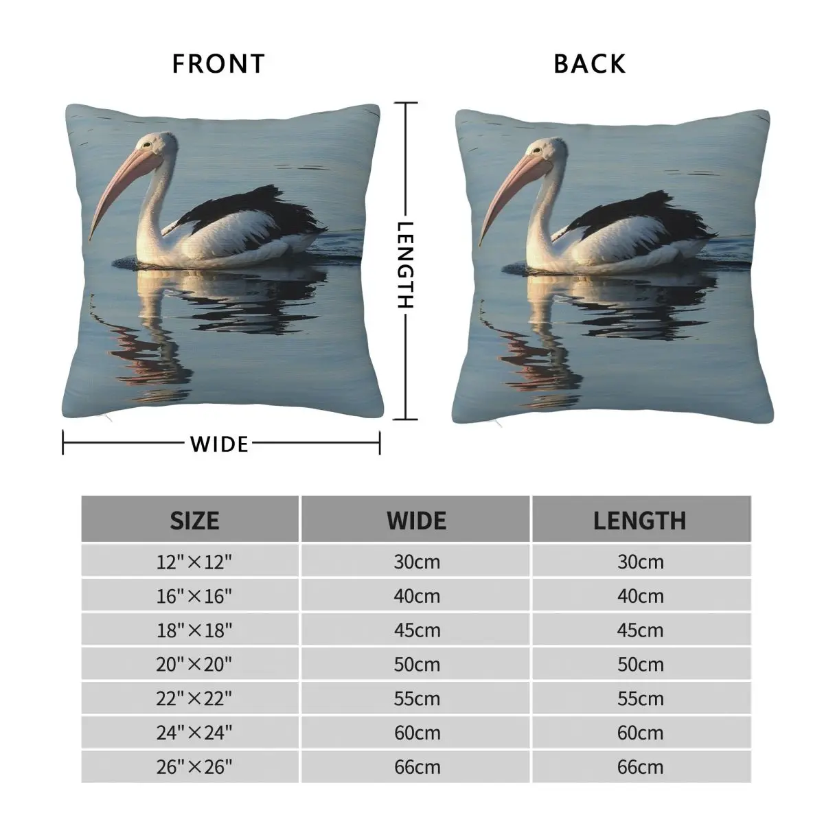 Australian Pelican On Bay Square Pillowcase Polyester Linen Velvet Pattern Zip Decor Throw Pillow Case Room Cushion Cover