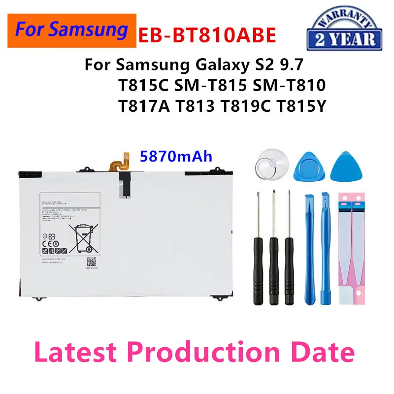 Brand New EB-BT810ABE 5870mA Tablet Battery For Samsung Galaxy S2 9.7 T815C SM-T815 SM-T810 T817A T813 T819C T815Y +Tools