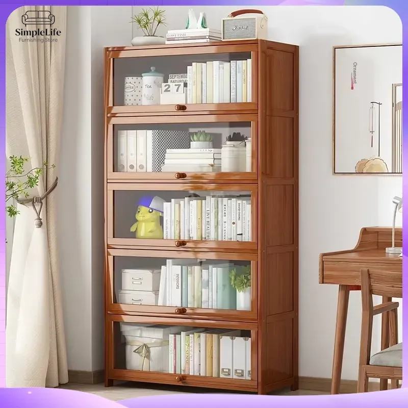 Modern Floor to Ceiling Bookcase for Bedroom Living Room Dust Proof Wall Mounted Bookshelf Multi Layer Storage Rack Home