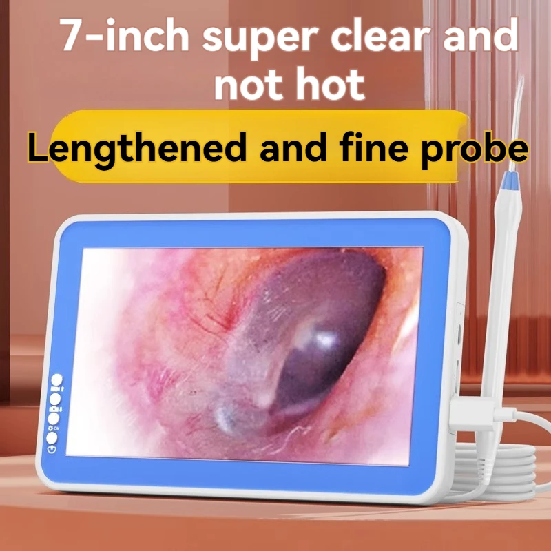 

3.2mm Digital Otoscope Ent Endoscope Camera Ear Scope with 7 Inch HD Screen 6 LED Light Can Take Pictures and Record Video