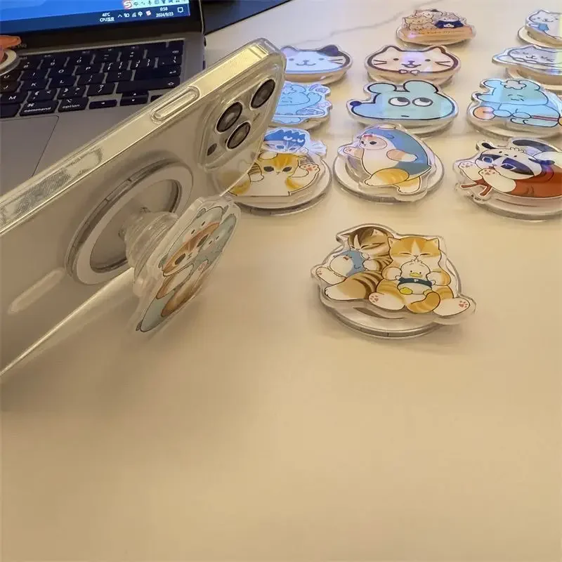 Nowy Koreański INS Śliczny Kreskówkowy Kot Do Magsafe Magnetyczny Uchwyt Grip Tok Stojak Do Telefonu IPhone Samsung Składany Futerał Uchwyt Wspornik