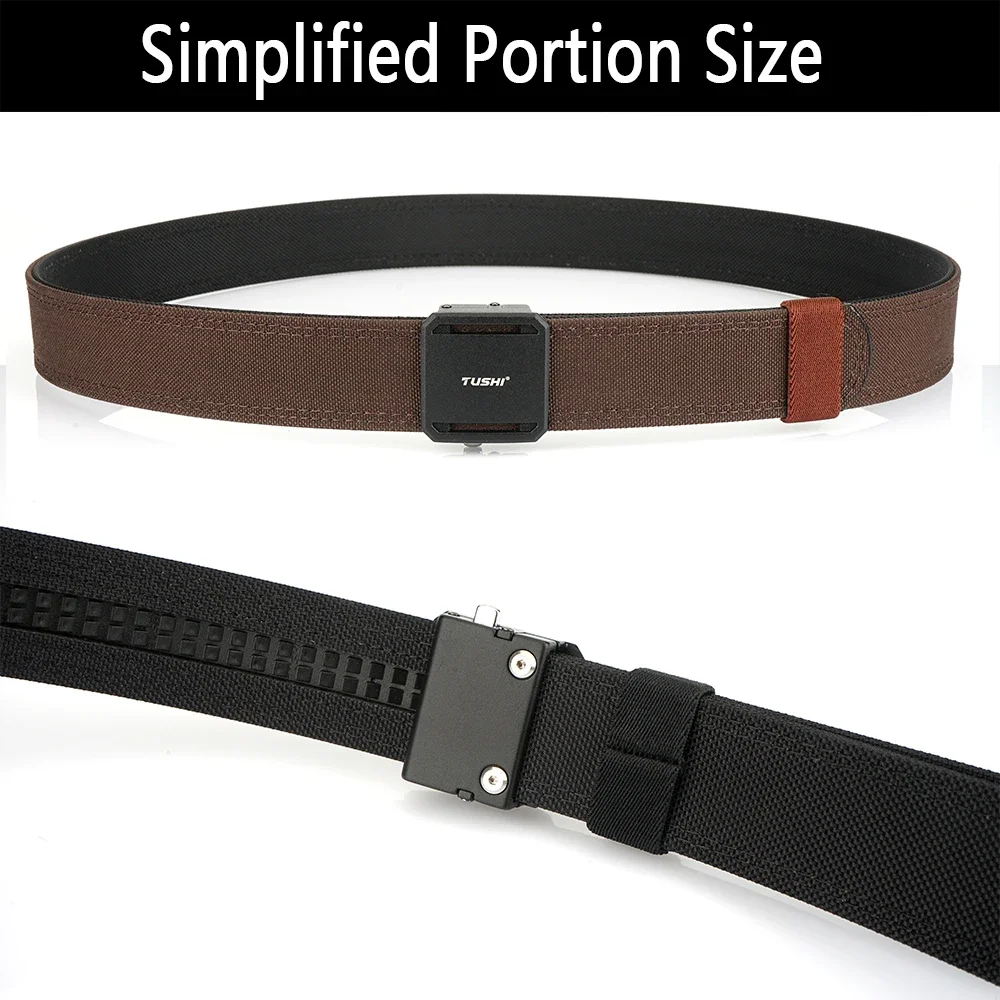 TUSHI Brand 3.8 Double Layer Thickened Tactical Belt CS Multifunctional Automatic Buckle Upgraded Version Gun Hanging Nylon Belt