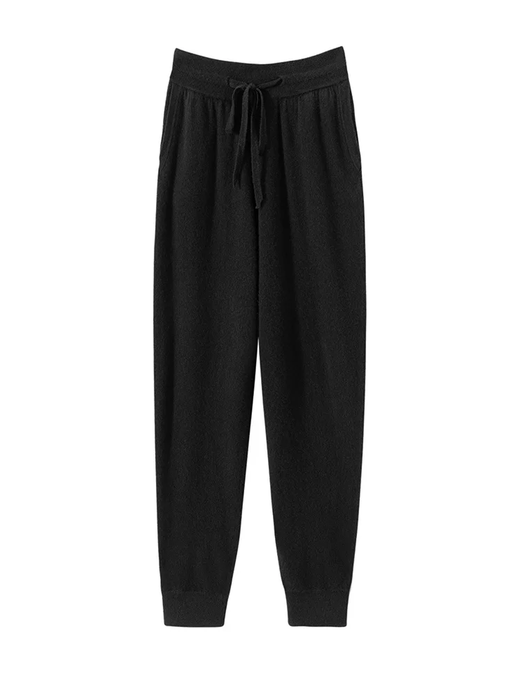 

Drawstring trousers Simple Soft Solid Warm 100% Cashmere Autumn Winter Business Casual Men's Knitted Sweatpants