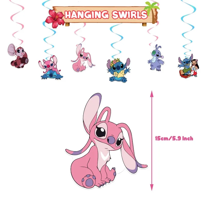 Pink Disney Lilo Stitch Theme Party Supplies DIY Balloon Birthday Banner Latex Balloon Decoration Cake Supplies Invitation Cards