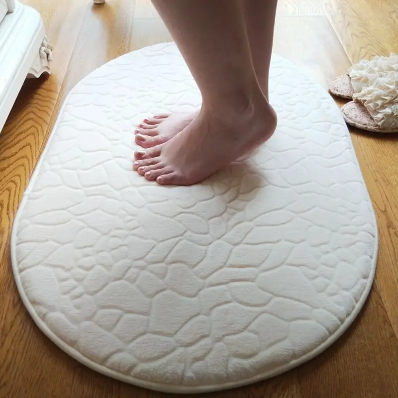 

Thi Memory Foam Batoom Mat Long Rectangle Kitchen Floor Mat Anti-Slip ower Entrance Door Mat Absorbent Water Foot Pad