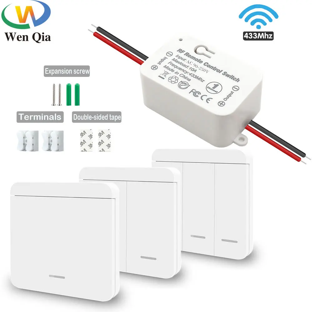 

433Mhz Wireless Light Switch Push Button Wall Smart Switch AC 110V 220V Relay Receiver Remote ON OFF for Home Appliance Lamp Fan