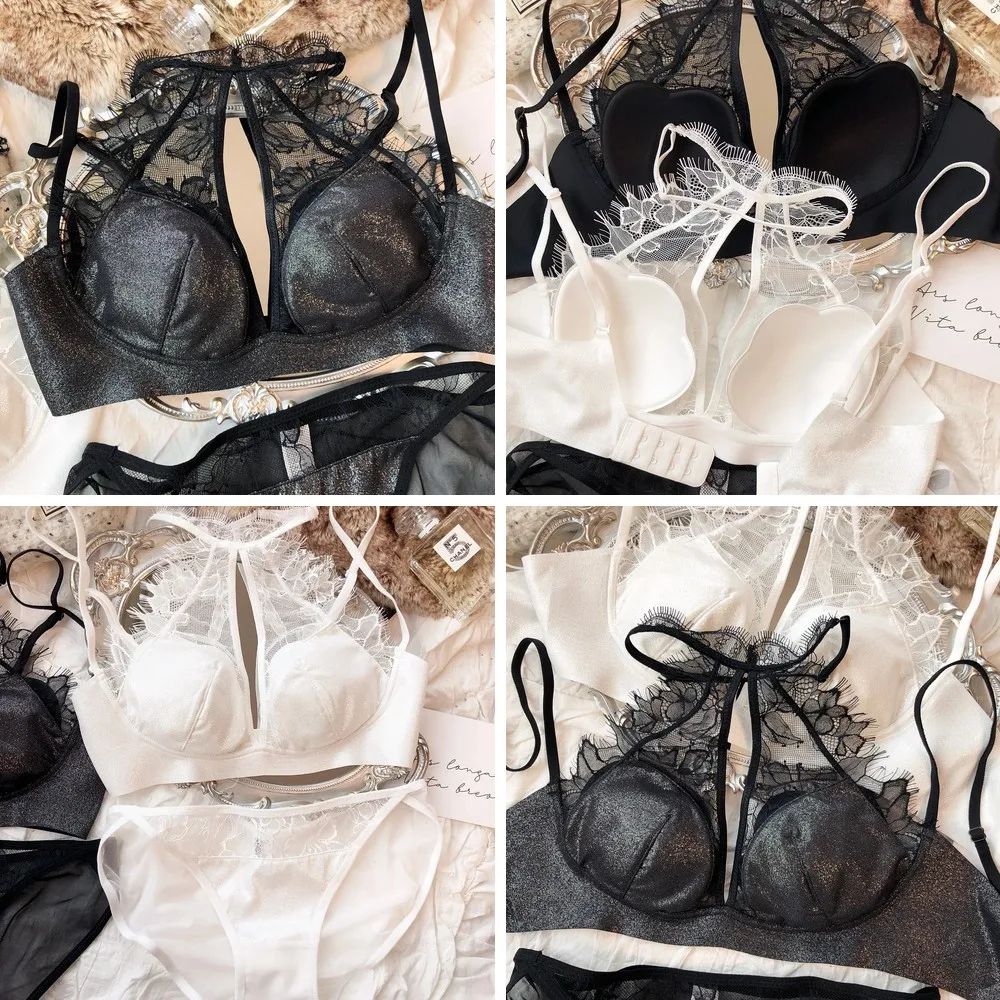 

Sexy Lace Hollow Back Bra Set, Push Up Underwear Comfortable Women's Lingerie