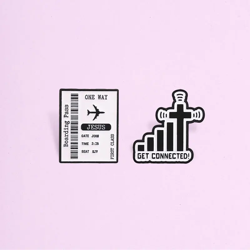 Creative Christian Gospel Enamel Badges Jesus Boarding Pass Sword Pin Alloy Brooches Lapel Backpack Gifts For Believer Accessory