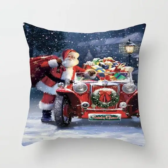 Christmas Santa Claus Pattern Pillow Cushion Cover Car Home Sofa Decoration Pillowcase