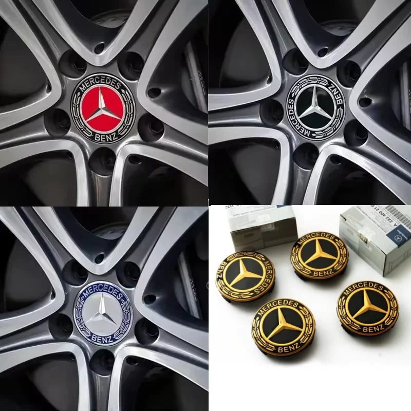 

4PCS 75mm automobile hub center cover is suitable for Mercedes-Benz B/C/E/S A C200L GLK CLA GLC retro gold multicolor optional.